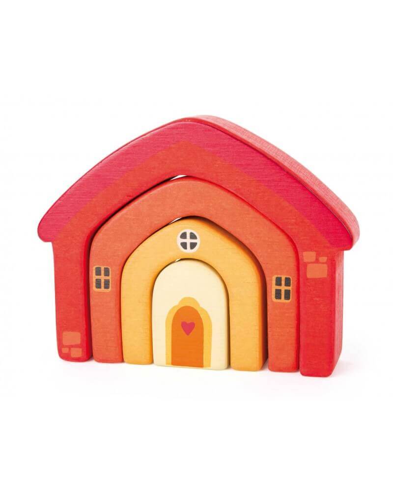 Small Foot - Blocs de construction en bois Maison - A partir de 1 an - assemblage, blocs, empiler, motricité fine