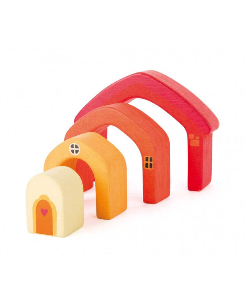 Small Foot - Blocs de construction en bois Maison - A partir de 1 an - assemblage, blocs, empiler, motricité fine