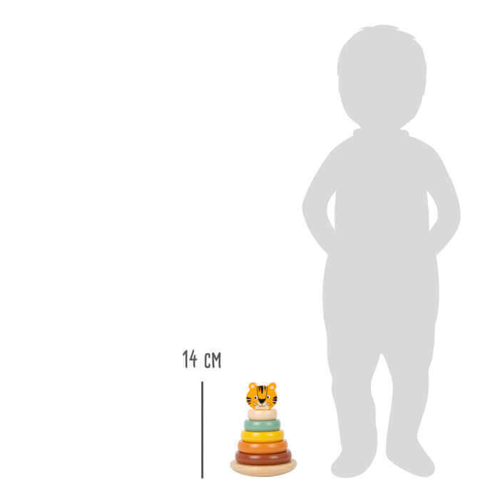 Small Foot - Tour à empiler Tigre Safari - A partir de 1 an - couleur, pyramide, tigre, tour, à assembler, à empiler