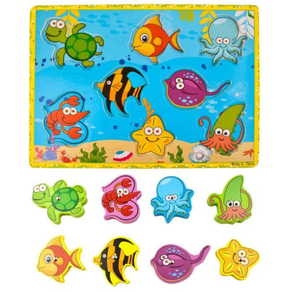 Kruzzel - Puzzle & Pêche magnétique - animaux marins, motricité fine, poissons, puzzle, pêche magnétique