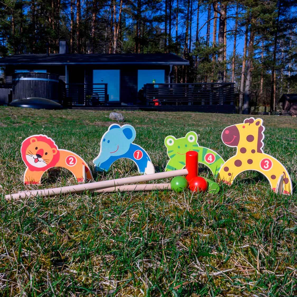 Tactic - Jeu traditionnel de Croquet en bois pour enfants " Animal Croquet"- Dès 5 ans