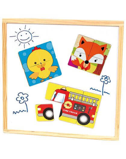 First Learning - Puzzle magnétique et son ardoise en bois - animaux, ardoise, motricité fine, puzzle