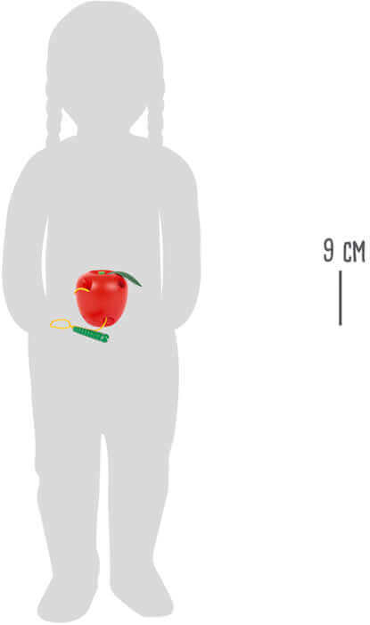 Small Foot - Jeu à enfiler Pomme et ver - A partir de 3 ans - chenille, lacé, laçage, motricité fine, pomme