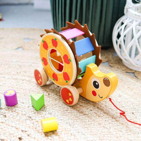 Tooky Toys - Hérisson à tirer "Trieur de formes" - A partir de 12 mois - couleurs, formes, jouet à tirer, trieur de formes