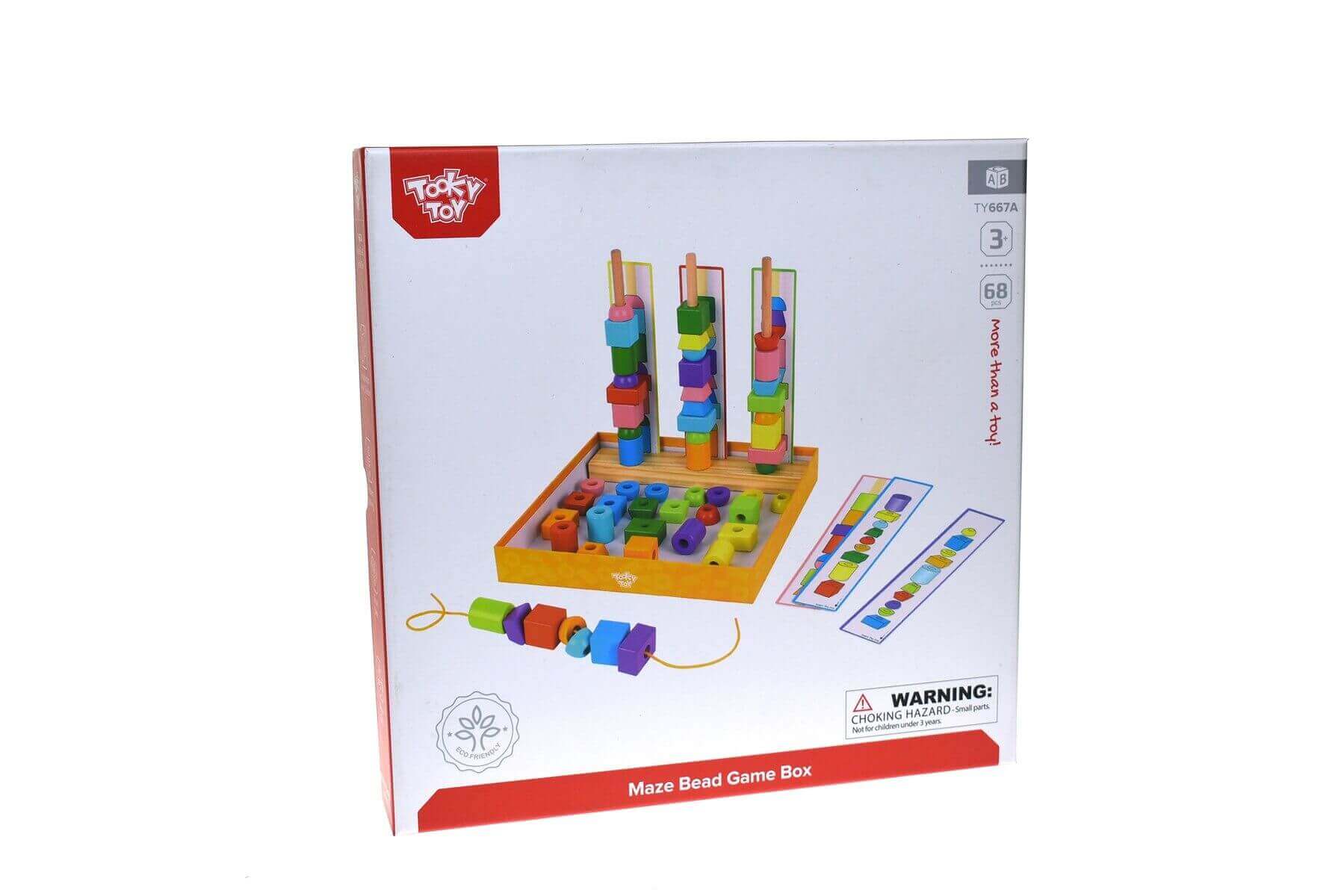 Tooky Toys - Set d'activités Perles à empiler - A partir de 3 ans - mathématique, perles, suite logique, à empiler, à enfiler
