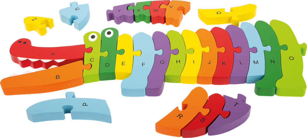 Small Foot - Puzzle ABC Crocodile - A partir de 3 ans - alphabet, couleurs, motricité fine, puzzle