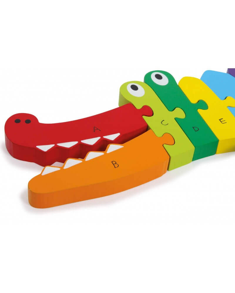 Small Foot - Puzzle ABC Crocodile - A partir de 3 ans - alphabet, couleurs, motricité fine, puzzle