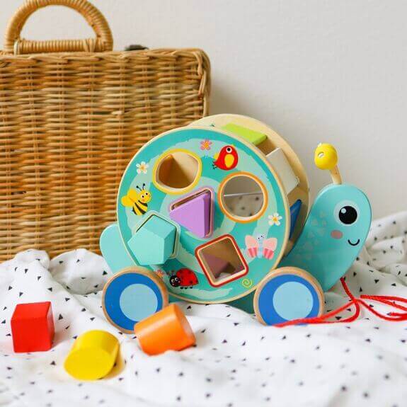 Tooky Toys - Tortue à tirer "Trieur de formes" - A partir de 12 mois - couleurs, formes, jouet à tirer, trieur de formes