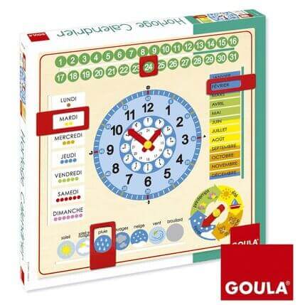 Goula - Grande Horloge Calendrier - calendrier, heure, horloge, jours de la semaine, mois, météo, saison