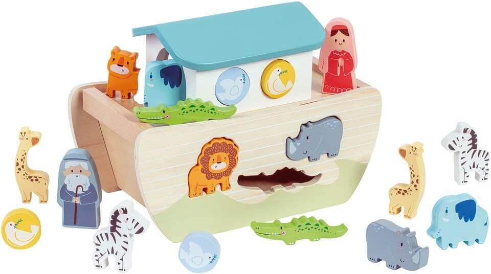 WDK Partner - Trieur de forme "Arche de Noé" - A partir de 18 mois - arche de noé, bois, couleurs, formes, trieur de formes