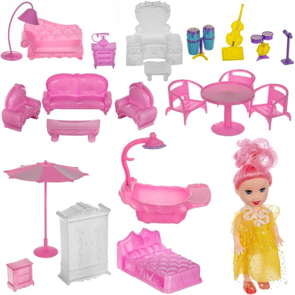 Kruzzel -  Maison de Poupée "Fashion Villa" - 3 étages - 8 pièces + Terrasse - Dès 3 ans