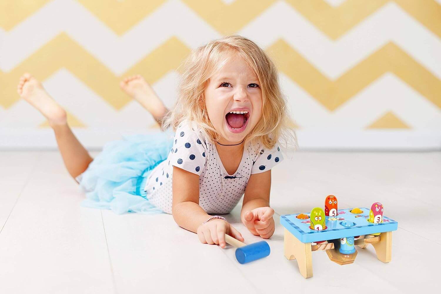 Small Foot - Banc à marteler "Tape sur l'oiseau" - A partir de 12 mois - banc, marteau, à marteler