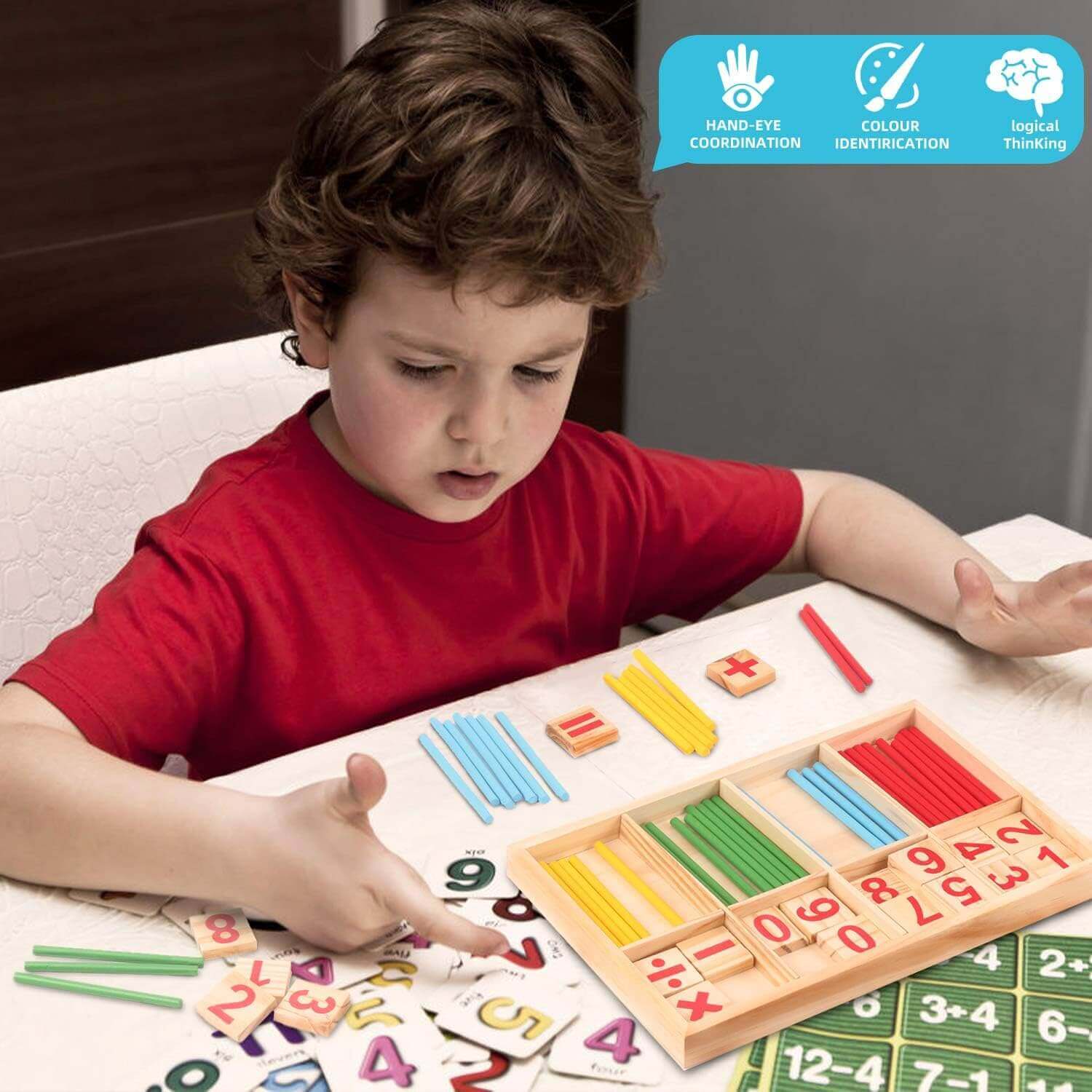 Kruzzel - Coffret bâton de calcul "Je comprends les maths" - addition, bâton de comptage, compter, division, mathématiques, multiplication, soustraction