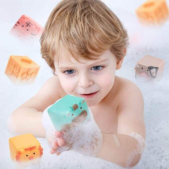 Woopie - Cubes sensoriels à empiler - A partir de 6 mois - animaux, couleurs, cubes, multi sensoriels