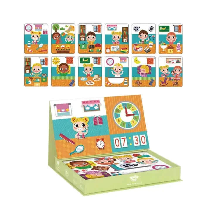 Tooky Toys -Magnetic Box " J'apprends l'heure "- A partir de 3 ans - heure, horloge, magnetic, magnetique, temps