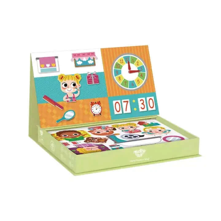 Tooky Toys -Magnetic Box " J'apprends l'heure "- A partir de 3 ans - heure, horloge, magnetic, magnetique, temps