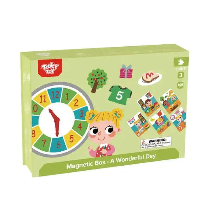 Tooky Toys -Magnetic Box " J'apprends l'heure "- A partir de 3 ans - heure, horloge, magnetic, magnetique, temps