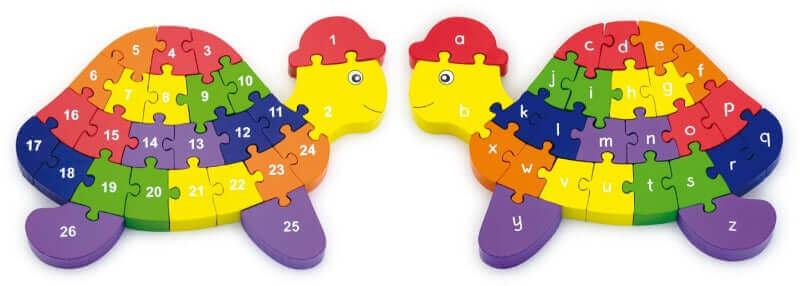 Viga Toys - Puzzle ABC / 123 Tortue - A partir de 3 ans - alphabet, couleurs, motricité fine, puzzle