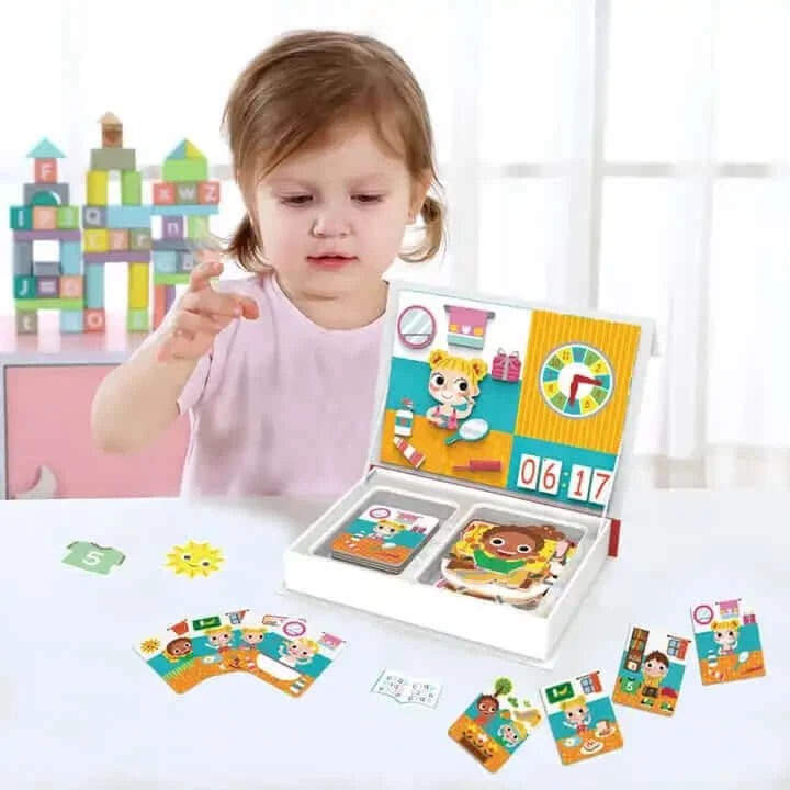 Tooky Toys -Magnetic Box " J'apprends l'heure "- A partir de 3 ans - heure, horloge, magnetic, magnetique, temps