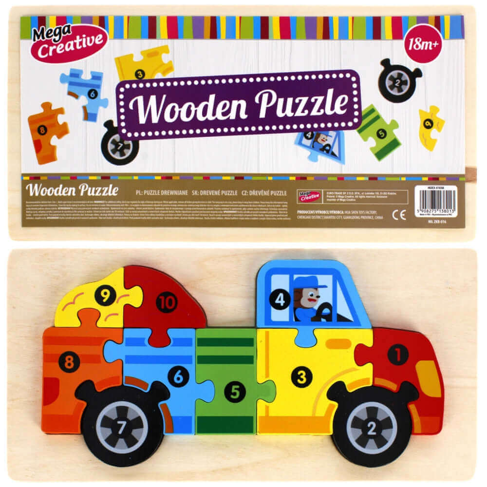 Méga Créative - Puzzle voiture "j'apprends à compter" - chiffres, compter, motricité fine, puzzle
