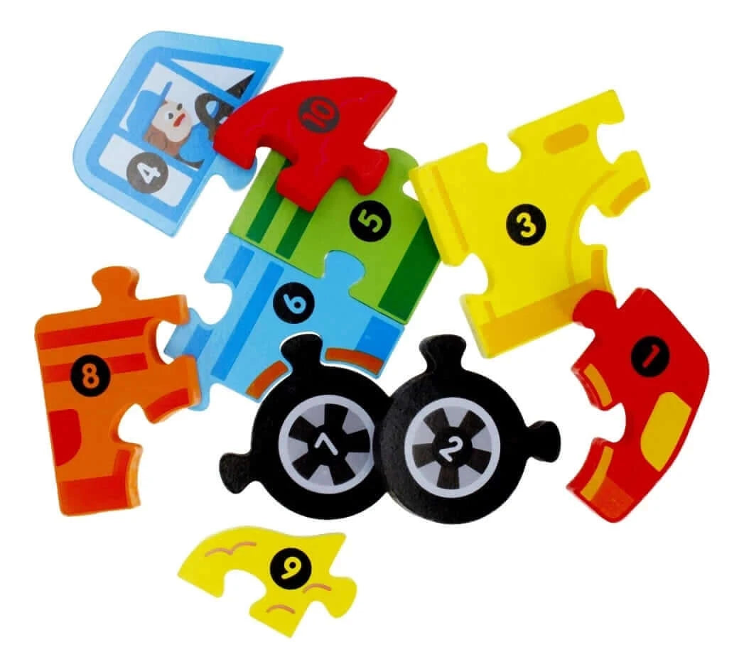 Méga Créative - Puzzle voiture "j'apprends à compter" - chiffres, compter, motricité fine, puzzle