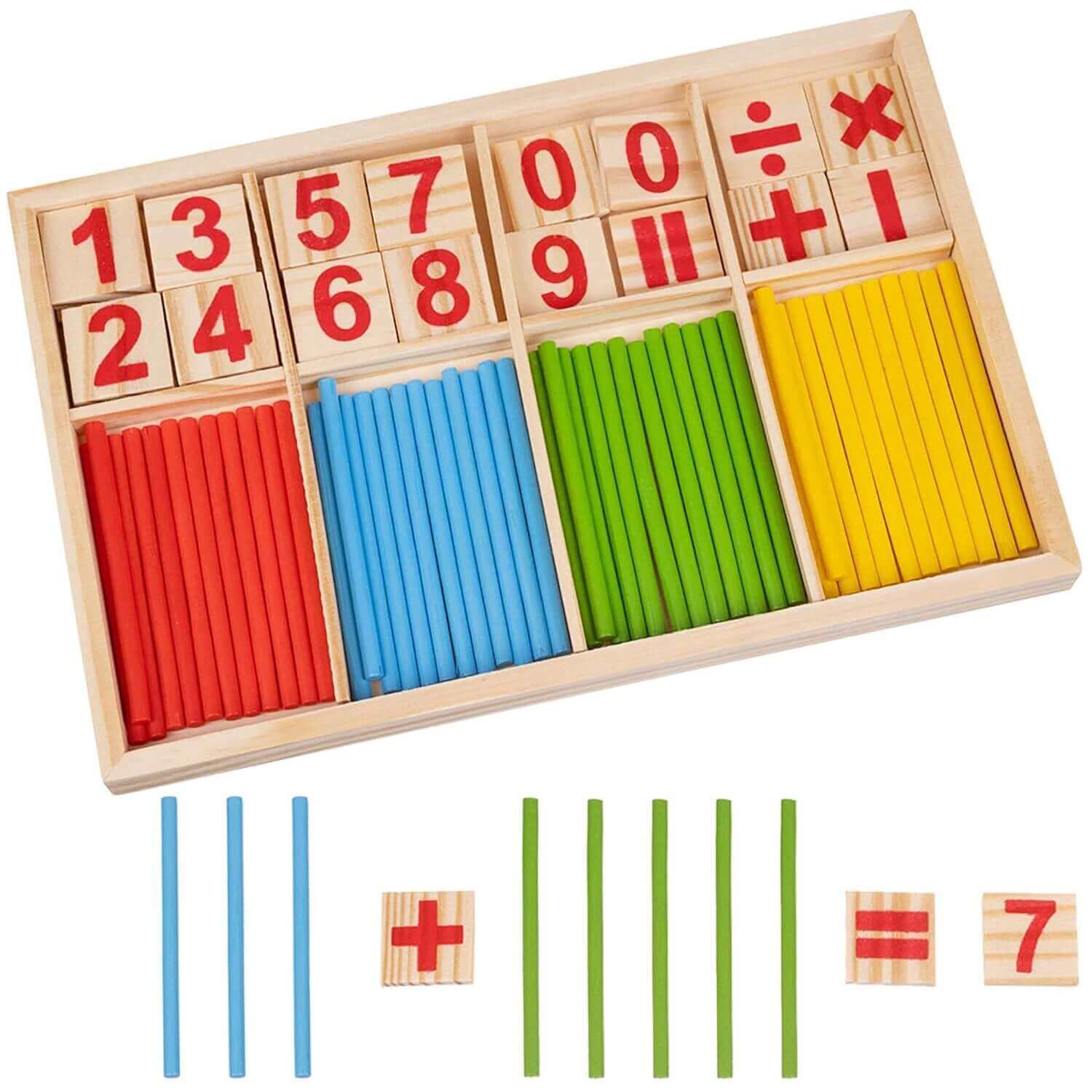 Kruzzel - Coffret bâton de calcul "Je comprends les maths" - addition, bâton de comptage, compter, division, mathématiques, multiplication, soustraction