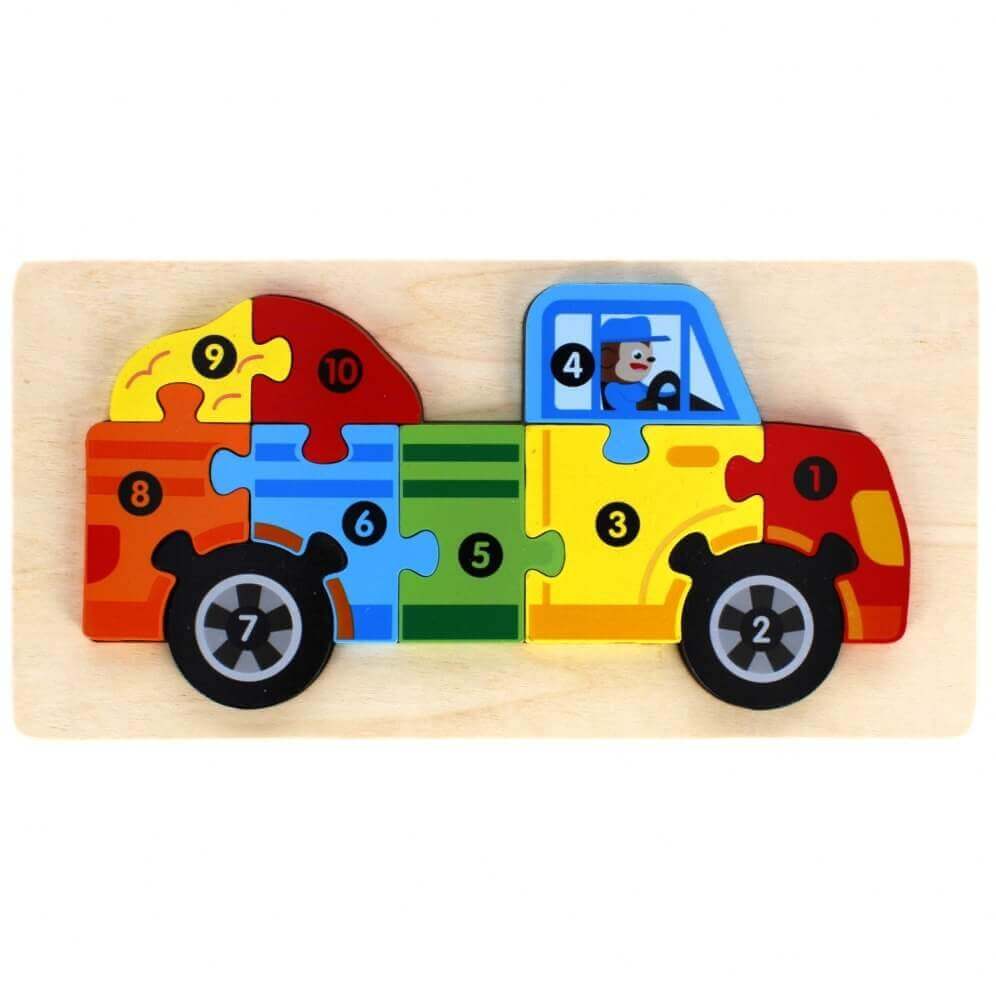 Méga Créative - Puzzle voiture "j'apprends à compter" - chiffres, compter, motricité fine, puzzle