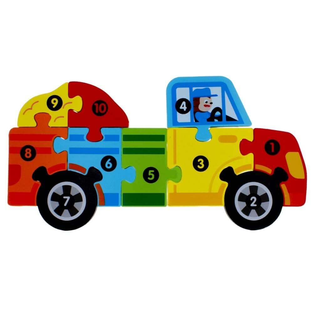 Méga Créative - Puzzle voiture "j'apprends à compter" - chiffres, compter, motricité fine, puzzle
