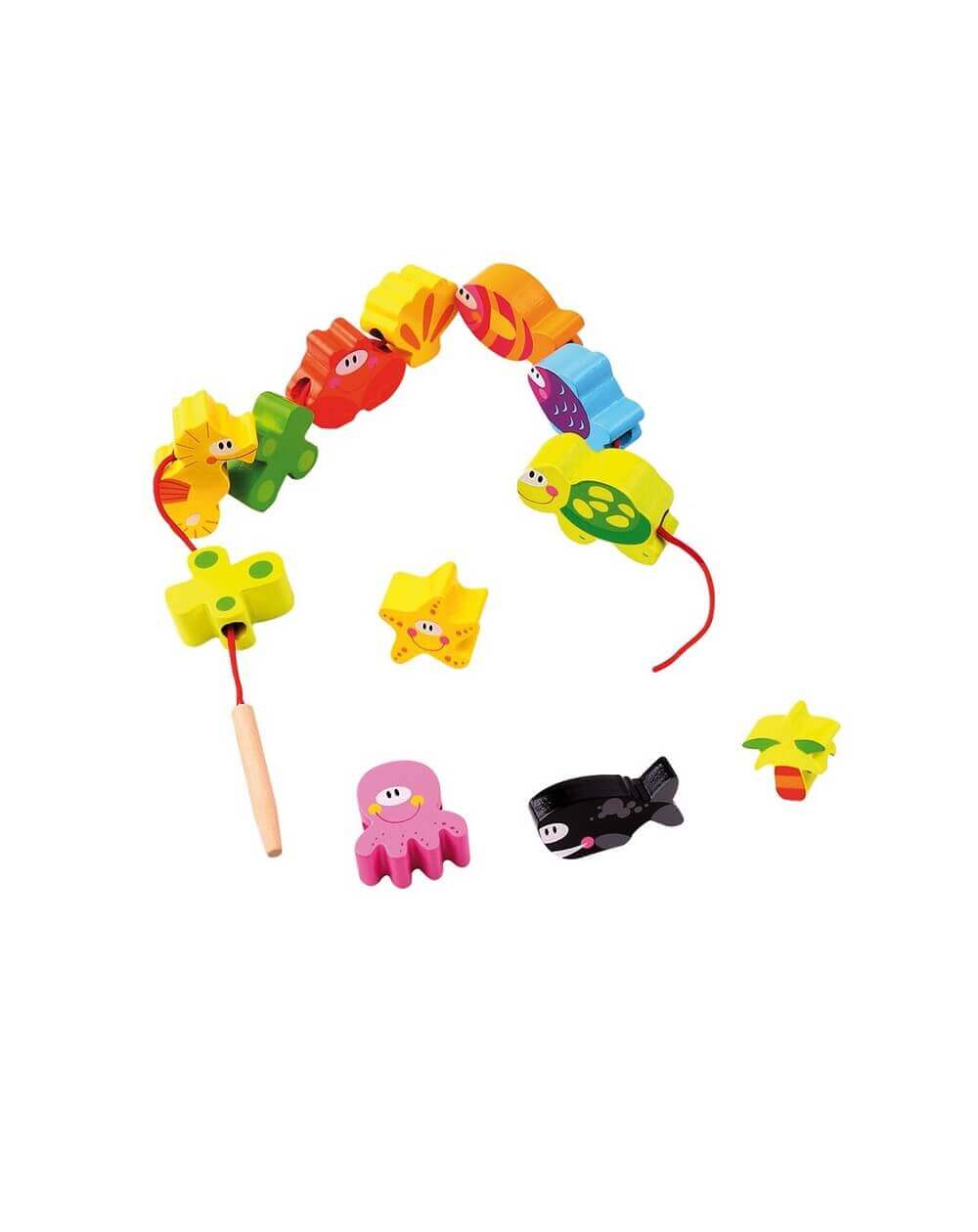 Tooky Toys - Perles à enfiler "Les animaux marins" - A partir de 2 ans - motricité fine, perles, à enfiler