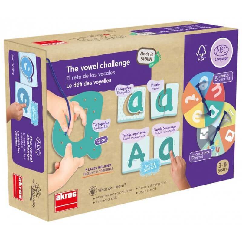 Akros - Le Défi des voyelles - La Découverte de l'Alphabet, Les voyelles, motricité fine, sensoriel