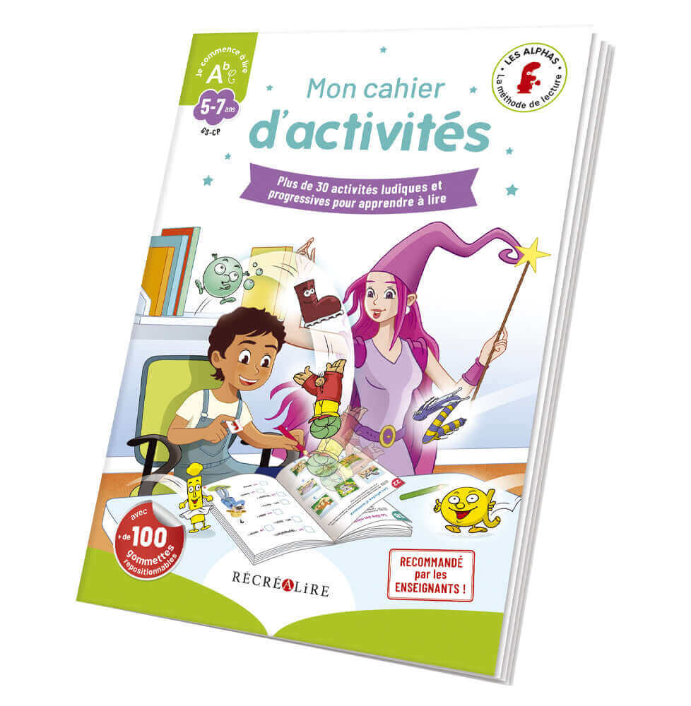 Récréalire - Mon cahier d'activités "Je commence à lire" Les Alphas - A partir de 5 ans (Grande section/CP) - graphisme, lecture, motricité fine, sons, tracé