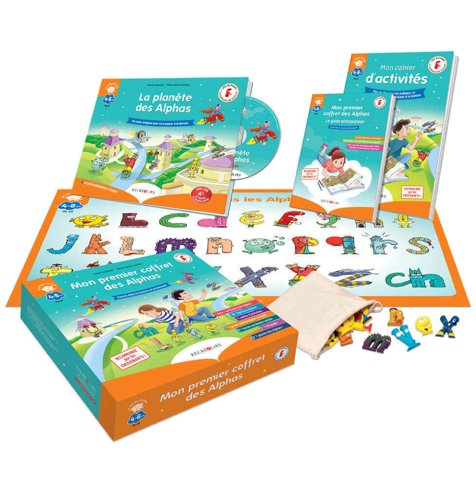 Récréalire - Mon premier coffret des Alphas - L'indispensable pour apprendre à lire - Dès 4 ans (GS/CP) - identification des sons, lecture