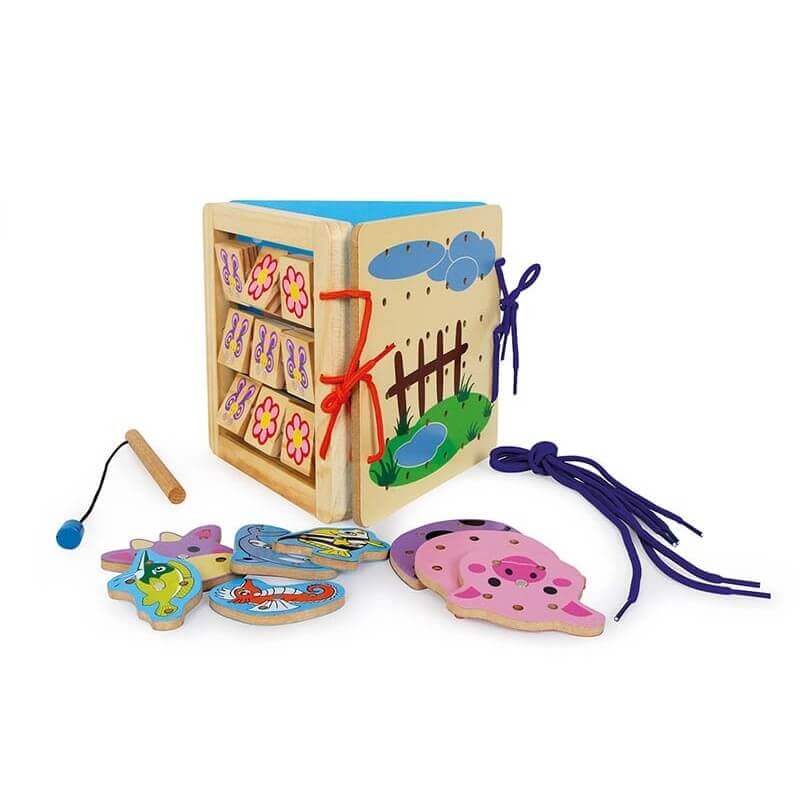 Small Foot - Triangle de motricité - A partir de 2 ans - activités, cube, laçage, motricité fine, pêche magnétique