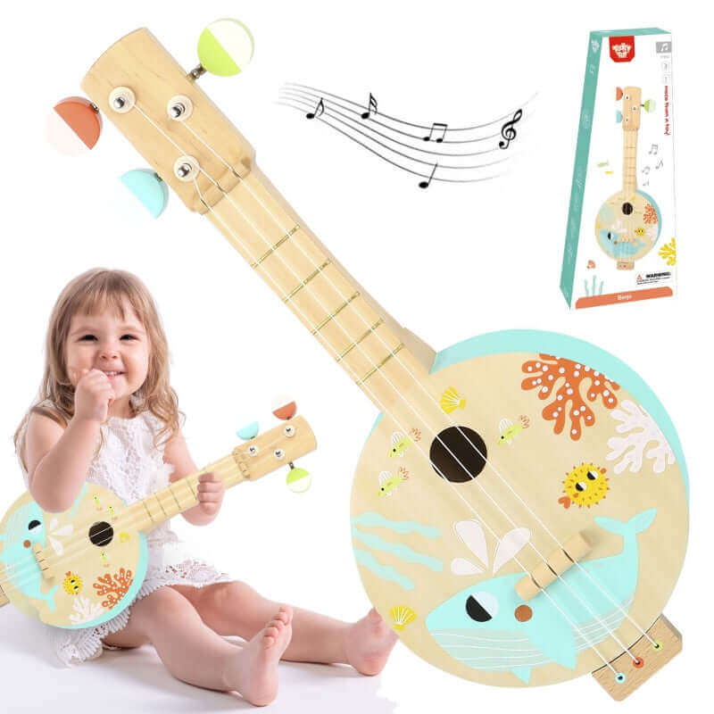 Tooky Toys - Banjo "La Mer" en bois - A partir de 3 ans - guitare, instrument, musique