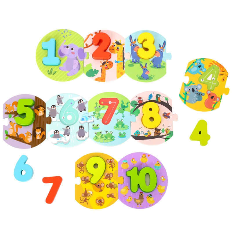Tooky Toys - Puzzle "J'apprends à compter"- A partir de 24 mois - chiffres, compter, motricité fine, puzzle