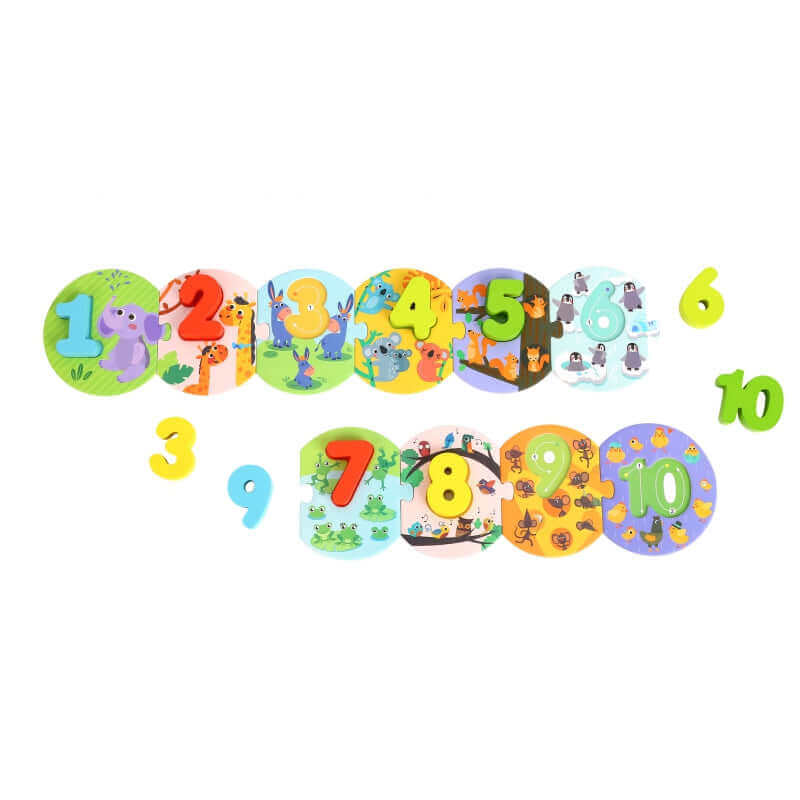 Tooky Toys - Puzzle "J'apprends à compter"- A partir de 24 mois - chiffres, compter, motricité fine, puzzle