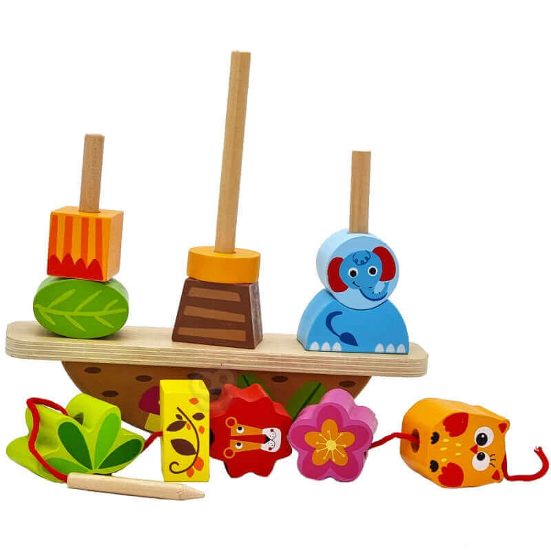 Tooky Toys - Balance Stacker Puzzle - Animaux à empiler - A partir de 2 ans - Balance, motricité fine, perles, à empiler, à enfiler