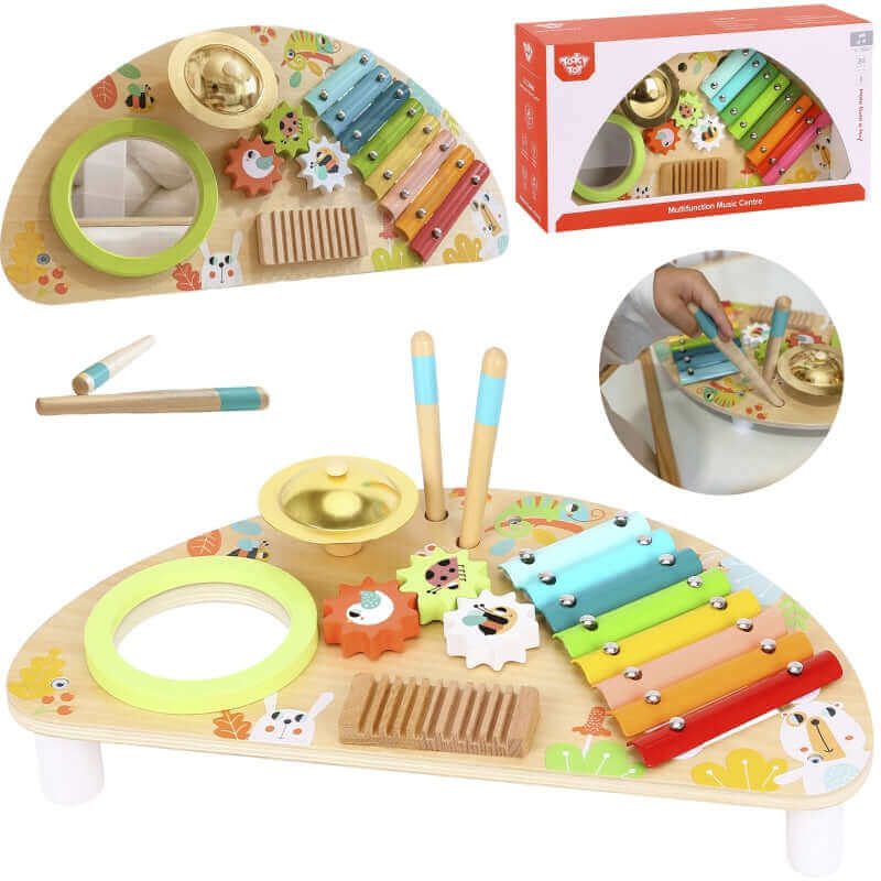 Tooky Toys - Table musicale "Jungle" - A partir de 2 ans - eveil musicale, musique, symbale, table musicale, xylophone