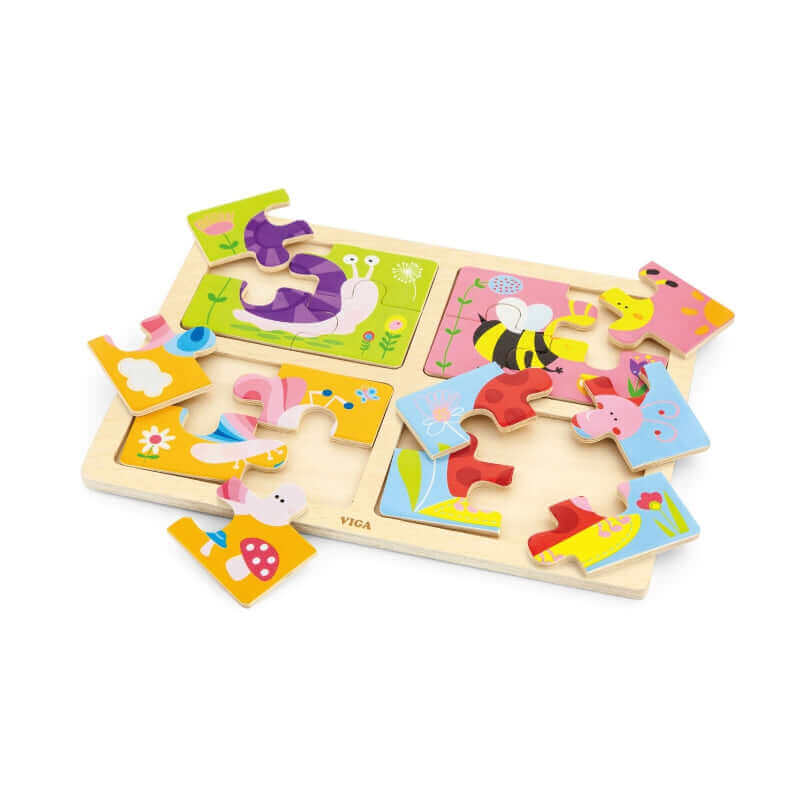 Viga - Puzzle en bois 4 en 1 "Les insectes" - A partir de 18 mois - animaux, motricité fine, puzzle