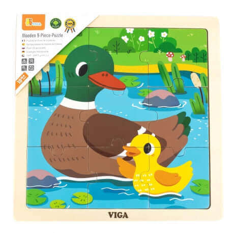 Viga - Ensemble 3 puzzles Bois 9 pièces " Les animaux de la Ferme" - A partir de 24 mois - animaux, motricité fine, puzzle