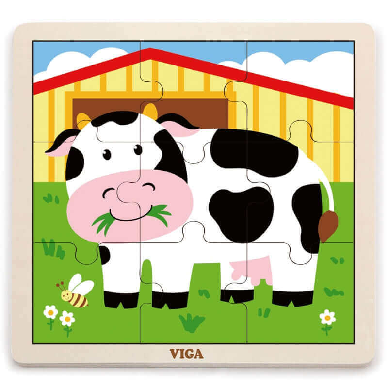 Viga - Ensemble 3 puzzles Bois 9 pièces " Les animaux de la Ferme" - A partir de 24 mois - animaux, motricité fine, puzzle