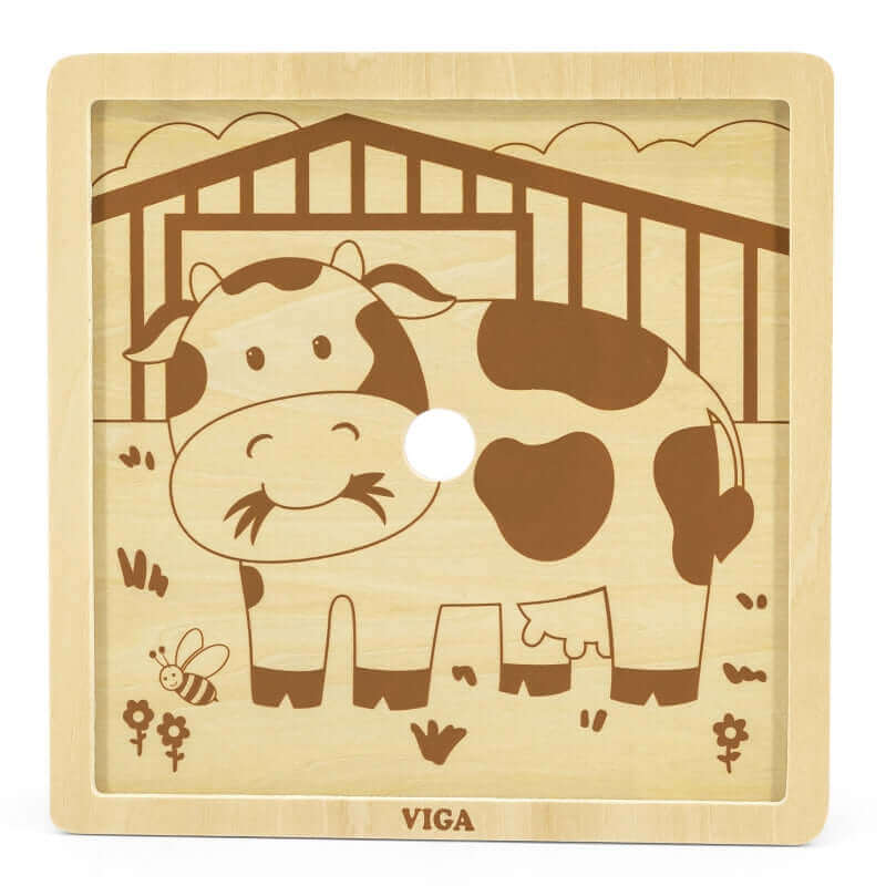 Viga - Ensemble 3 puzzles Bois 9 pièces " Les animaux de la Ferme" - A partir de 24 mois - animaux, motricité fine, puzzle