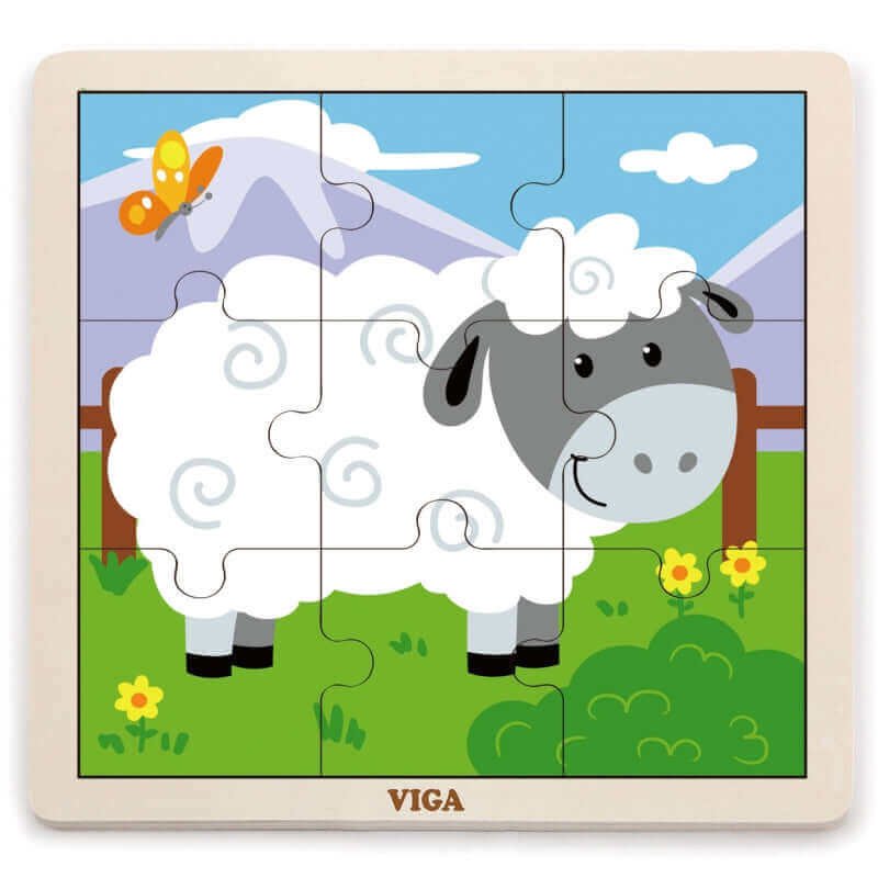 Viga - Ensemble 3 puzzles Bois 9 pièces " Les animaux de la Ferme" - A partir de 24 mois - animaux, motricité fine, puzzle