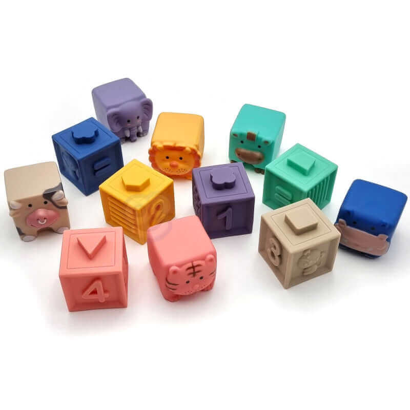 Woopie - Cubes sensoriels à empiler - A partir de 6 mois - animaux, couleurs, cubes, multi sensoriels