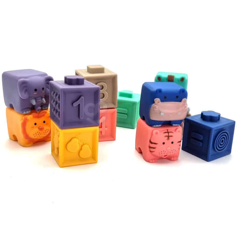 Woopie - Cubes sensoriels à empiler - A partir de 6 mois - animaux, couleurs, cubes, multi sensoriels