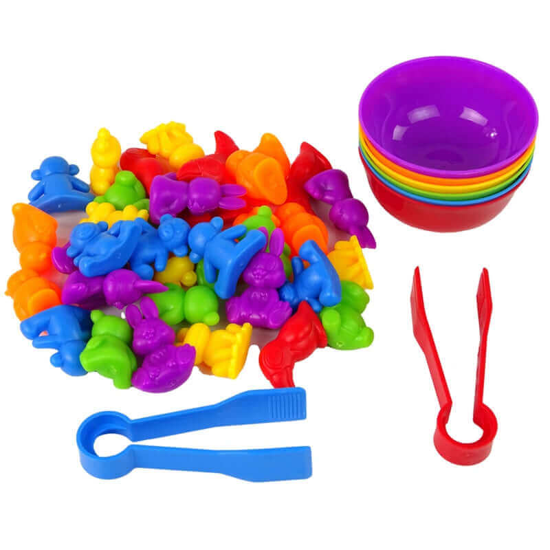 Woopie - Jeu de tri "La couleur des animaux" - A partir de 3 ans - couleurs, pince, quantité, tri